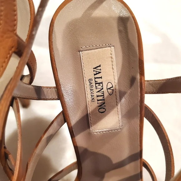 Valentino Garavani Tan Leather High-heeled Sandals - Picture 5 of 10